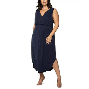 BLACK TAPE Plus Size Faux-Wrap Maxi Dress Size 2X Black